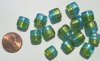 12 11x7mm Pillow Two Tone Aqua/Green with Foil
